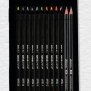 METAL BOX MULTICOLOR - 12 PASTELLI MULTICOLORT MINA 4,2 MM CON MINI TEMPERINO , MINI GOMMA E 2 MATITE HB - TINTAUNITA