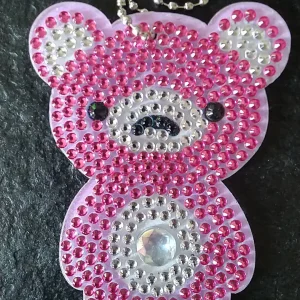 Diamond Painting Portachiavi Orsetto Rosa