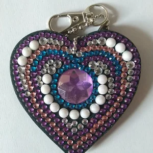 Diamond Painting Portachiavi Cuore Viola