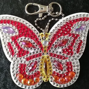 Diamond Painting Portachiavi  Farfalla Rossa