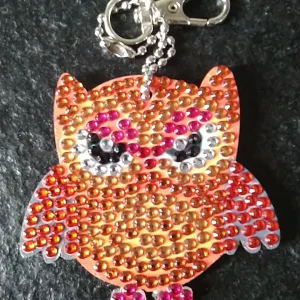 Diamond Painting Portachiavi Gufo Arancione