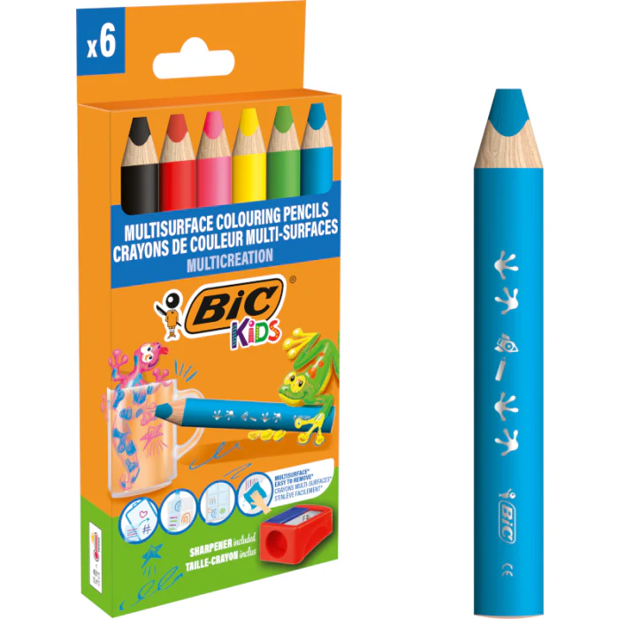 6 COLORI KIDS MULTISUPERFICIE + TEMPERAMATITE - BIC - immagine 2