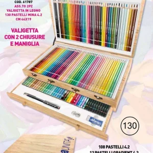 130 PASTELLI IN LEGNO MINA 4.2 IN VALIGETTA CON 2 CHIUSURE - TINTAUNITA