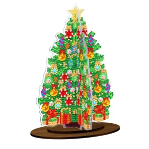 Diamond Painting Albero Natale con base in legno