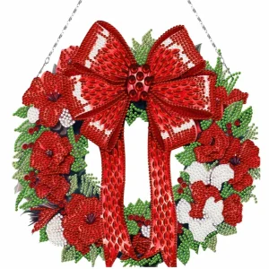 Diamond Painting Ghirlanda Fiocco Rosso