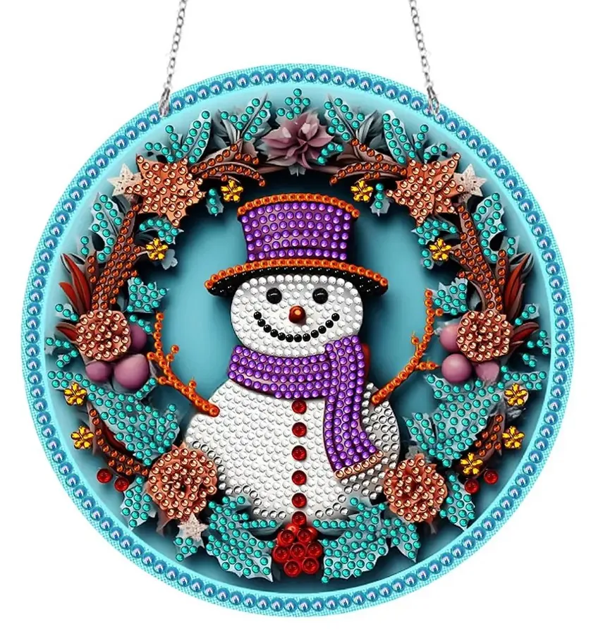 Diamond Painting Ghirlanda Pupazzo di Neve