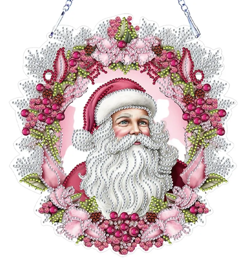 Diamond Painting Ghirlanda Babbo Rosa