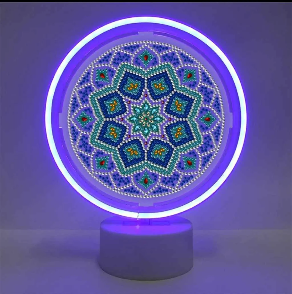Diamond painting Lampada Mandala Blu - immagine 2