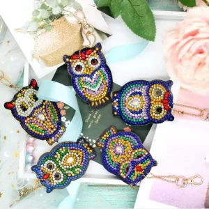 Diamond painting Portachiavi Gufi