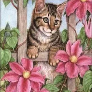Diamond painting Gatto tra i fiori