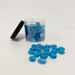 680gr PIETRE IN VETRO IN BARATTOLO AZZURRO
