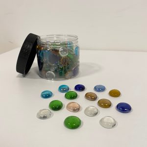 680gr PIETRE IN VETRO IN BARATTOLO COLORI VARI