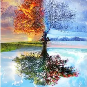 Diamond painting albero stagioni