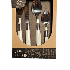 MERCURY – Set 24 Posate con Manico Bianco