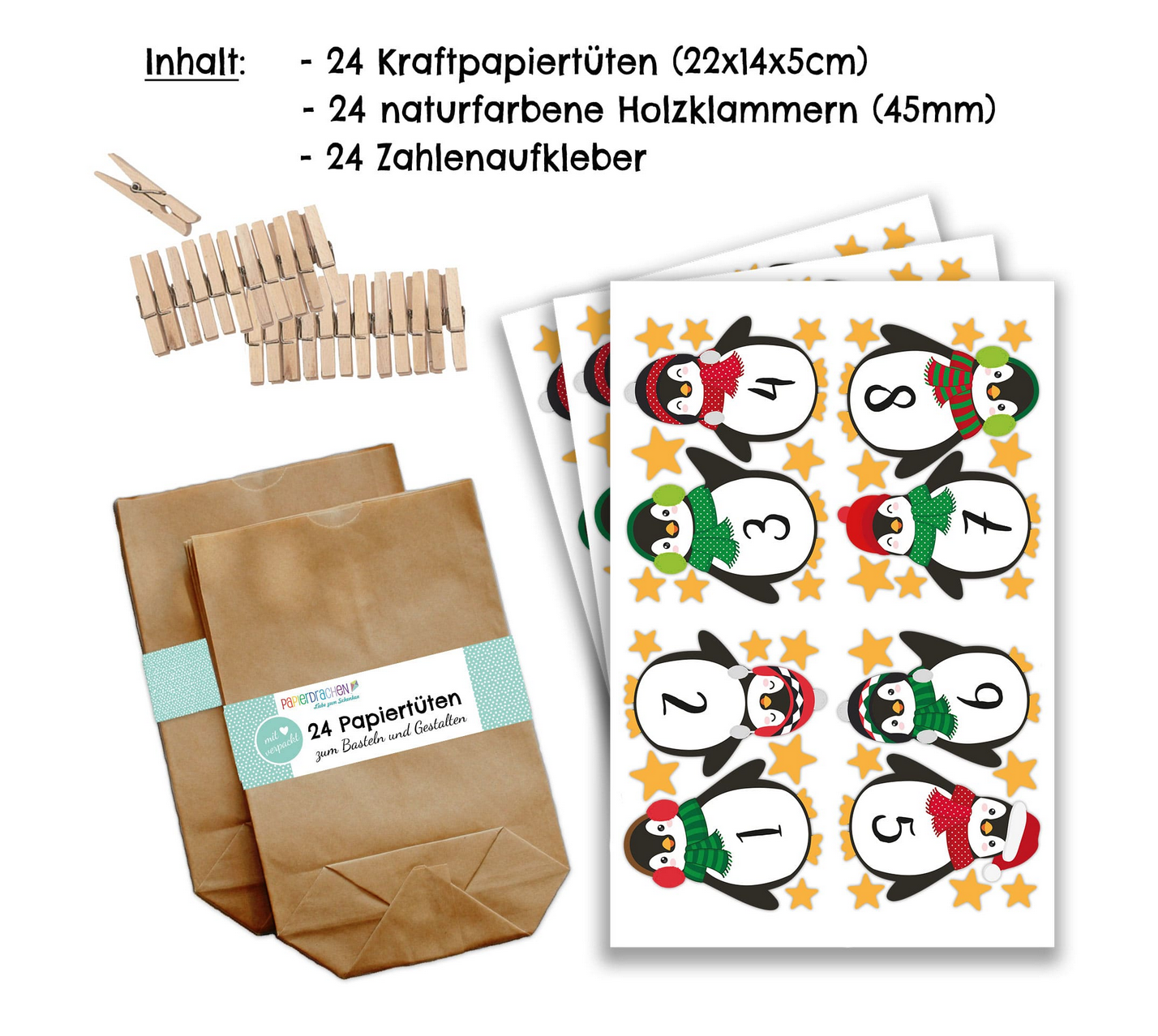 SET SACCHETTI AVVENTO – pinguini - immagine 3