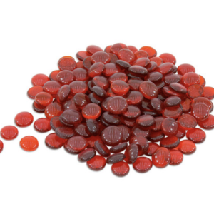 680gr PIETRE IN VETRO IN BARATTOLO ROSSE