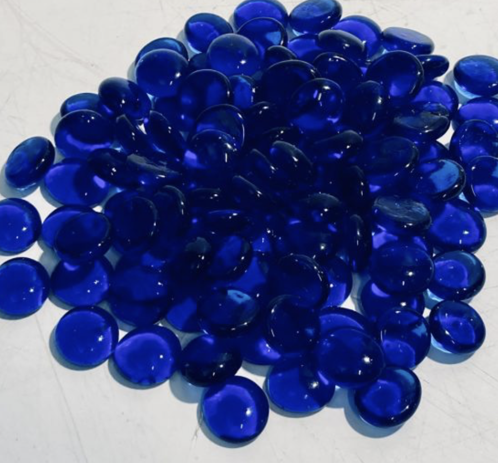 680gr PIETRE IN VETRO IN BARATTOLO BLU