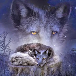 Diamond painting i lupi