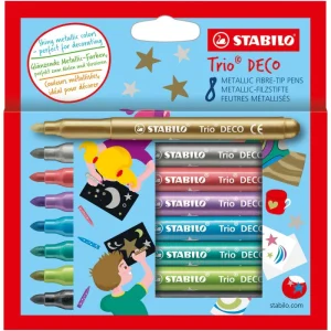 Pennarello metallizzato con punta XL - STABILO Trio DECO - Astuccio da 8 - Colori assortiti