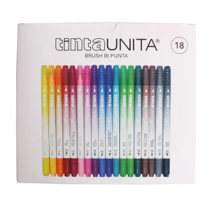 18 PENNARELLI BRUSH PEN BI-PUNTA -TINTAUNITA