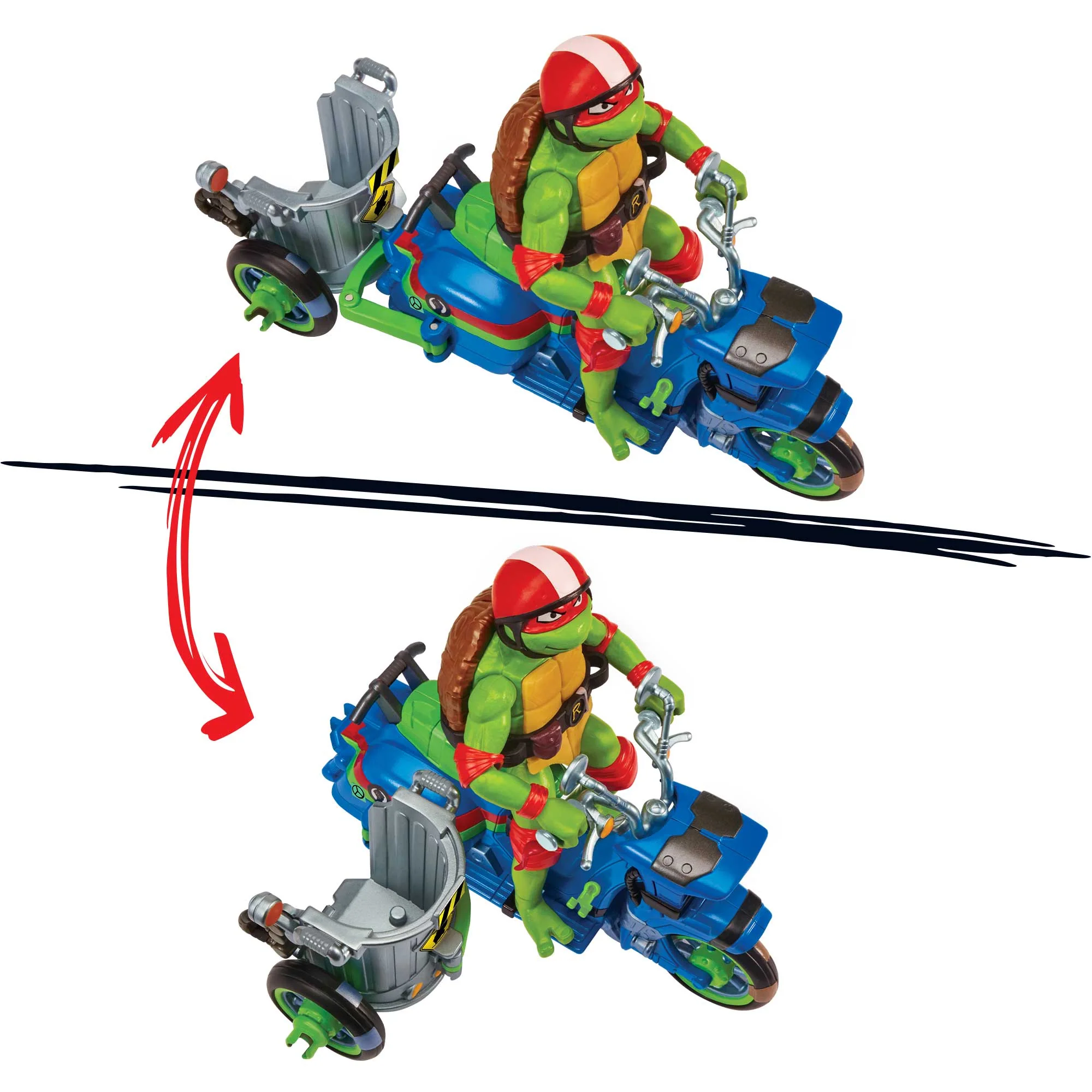Turtles Veicoli Con Personaggio Turtle Cycle Sidecar Raffaello - immagine 5